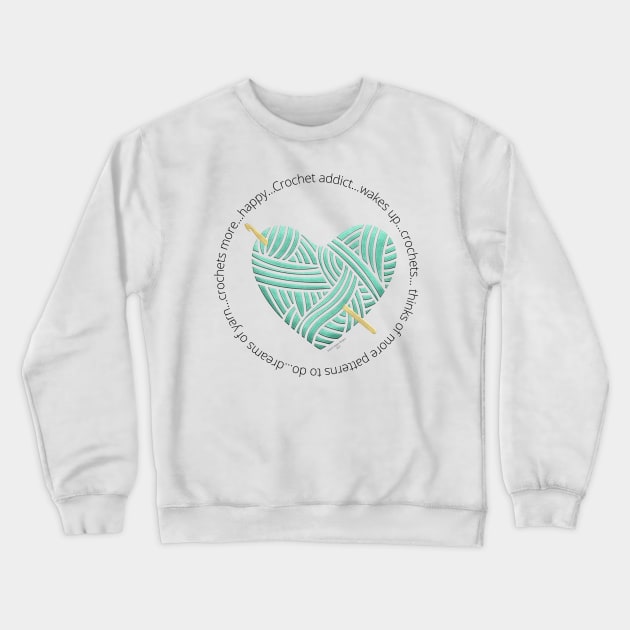 Crochet Addict Heart Crewneck Sweatshirt by Desert Hippie Boutique